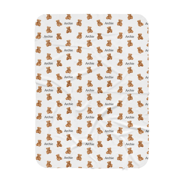 Personalized Name Blanket - BROWN TEDDY BEAR