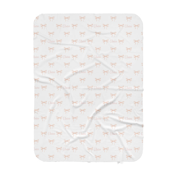 Personalized Name Blanket - LIGHT PINK BOWS