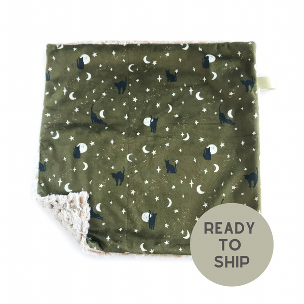 Black Cats on Olive Green - Lovey - Dotboxed