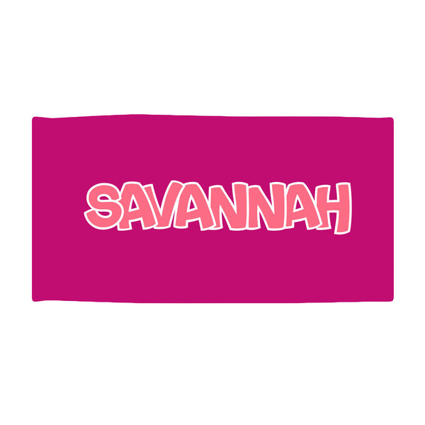 Beach Towel with Large Centered Name - BUBBLY FONT - Dotboxed