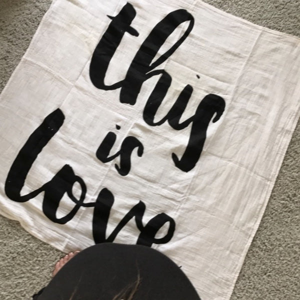 MUSLIN SWADDLE BLANKET - HAND DYED THIS IS LOVE - Dotboxed