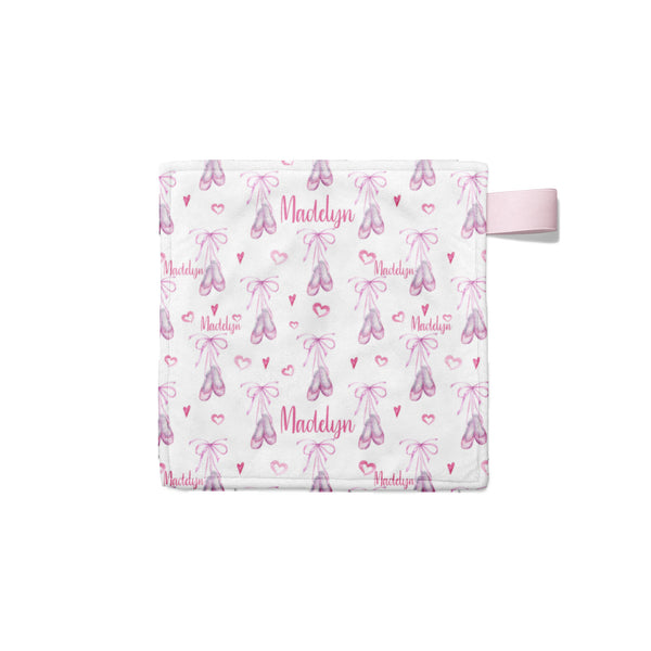 Personalized Name Lovey Blanket -  BALLET SLIPPERS - Dotboxed