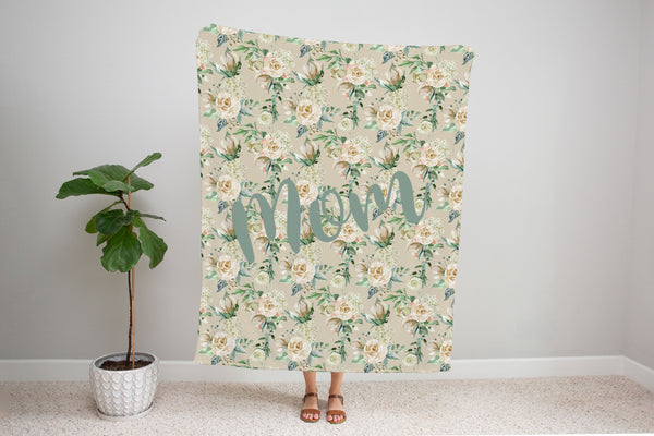 Family Name Minky Blanket - Cream Floral *2 Layer