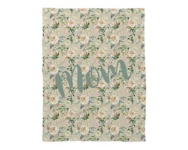 Family Name Minky Blanket - Cream Floral *Single Layer