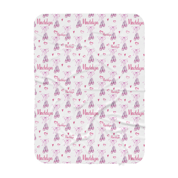 Personalized Name Blanket -  BALLET SLIPPERS - Dotboxed