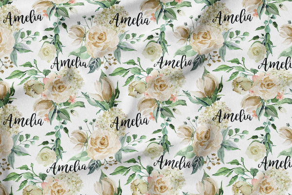 Personalized Name Blanket -  CREAM FLORAL - Dotboxed