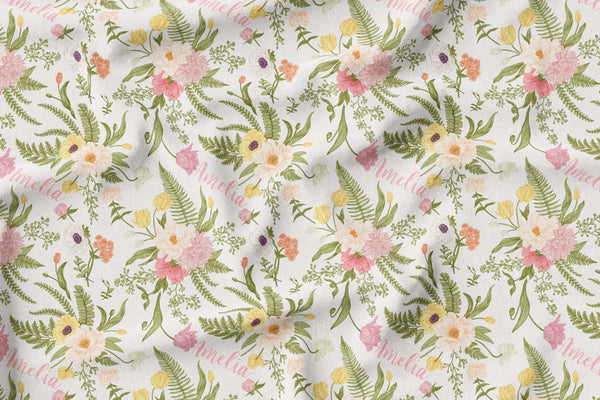 Personalized Name Blanket -  BLUSHING VINTAGE FLORAL - Dotboxed