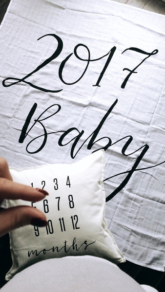 SLIGHTLY IMPERFECT - MILESTONE PILLOW ONE OF A KIND - MONTHS - Dotboxed