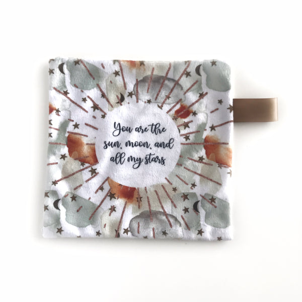 Mini Lovey / Crinkle Lovey - Copper and Stone " you are the sun, moon and all my stars" - Dotboxed