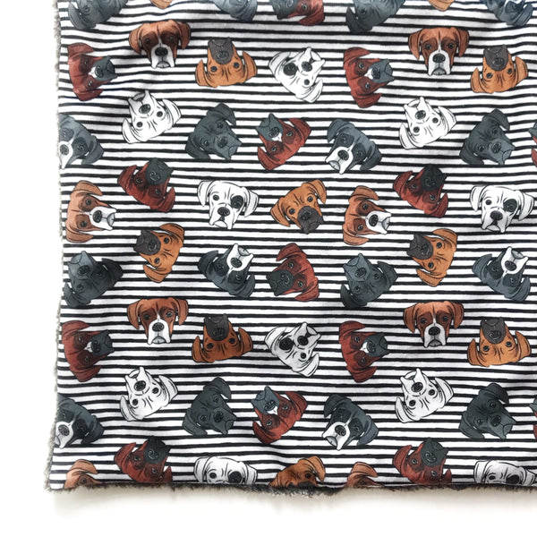 Minky Blanket - Boxer Dog Stripes on Black - Dotboxed