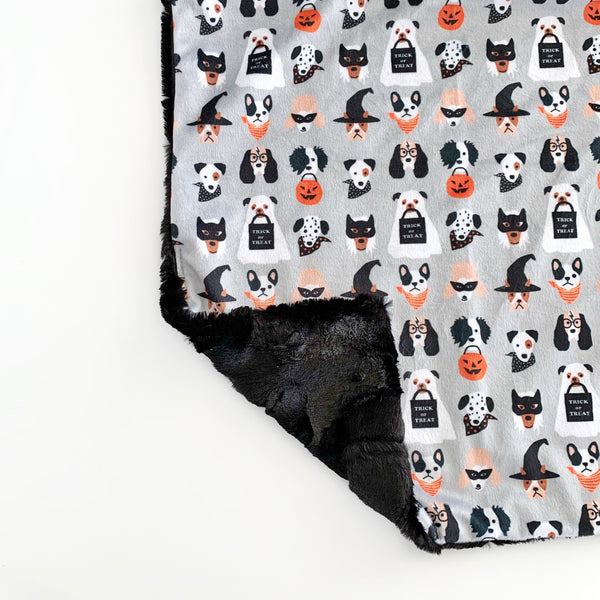 Lovey Blanket -  Halloween Pups on Grey