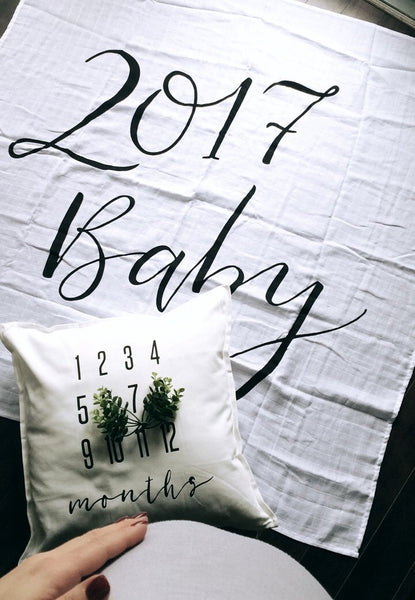 SLIGHTLY IMPERFECT - MILESTONE PILLOW ONE OF A KIND - MONTHS - Dotboxed