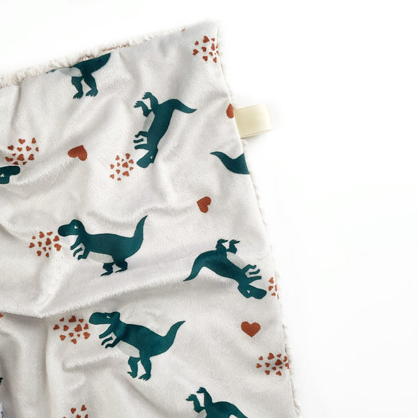Lovey Blanket - Heart Dinos on Cream - Dotboxed