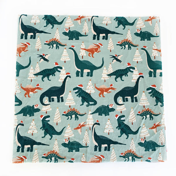 Lovey Blanket - Christmas Dinosaurs in Emerald and Pine - Dotboxed