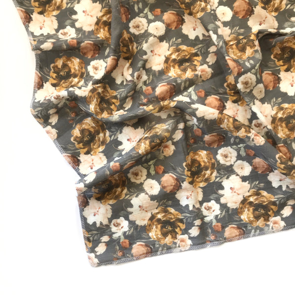 Blanket - Midnight Peony in Grey - Dotboxed