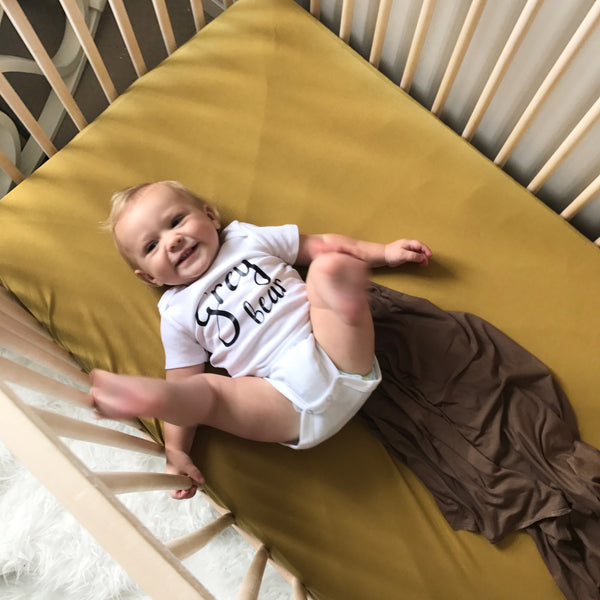 Bamboo Crib Sheet - Gold Palm ***** - Dotboxed