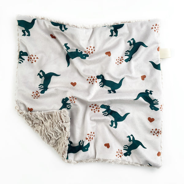 Lovey Blanket - Heart Dinos on Cream - Dotboxed