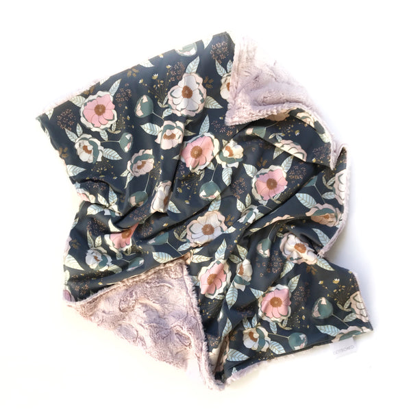 Floral Blanket NAVY AND BLUSH -Wholesale - Dotboxed