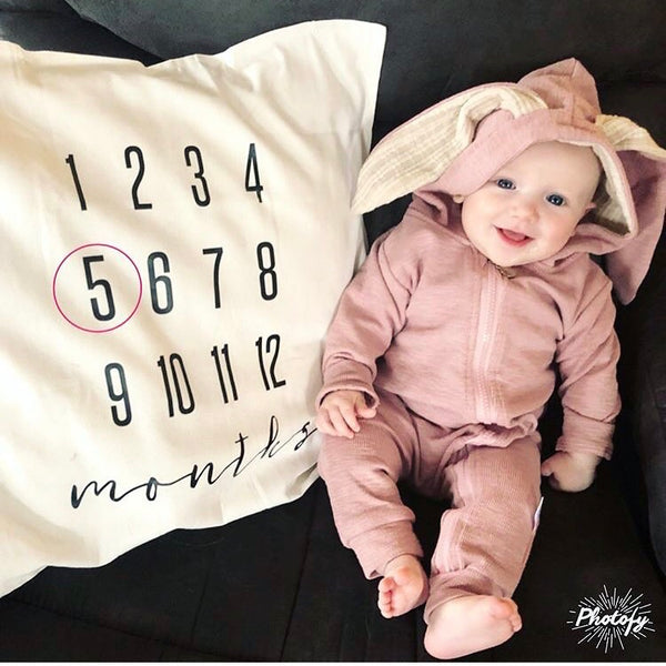 SLIGHTLY IMPERFECT - MILESTONE PILLOW ONE OF A KIND - MONTHS - Dotboxed