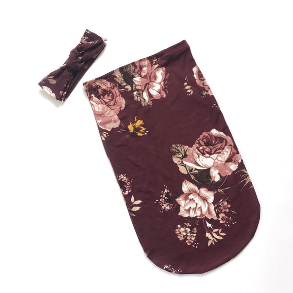Newborn Sac Set - BURGUNDY FLORAL - Dotboxed