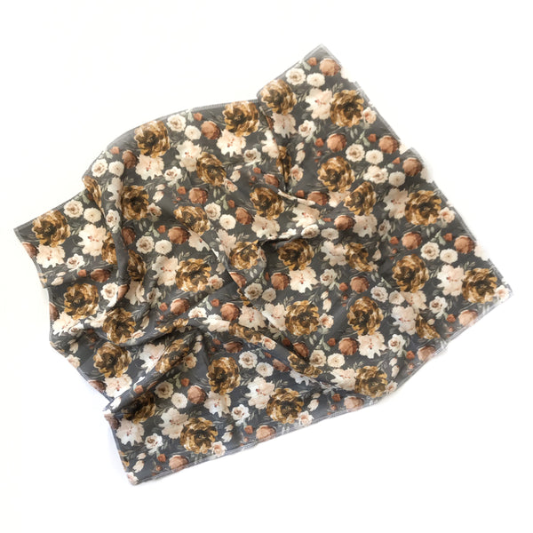 Blanket - Midnight Peony in Grey - Dotboxed