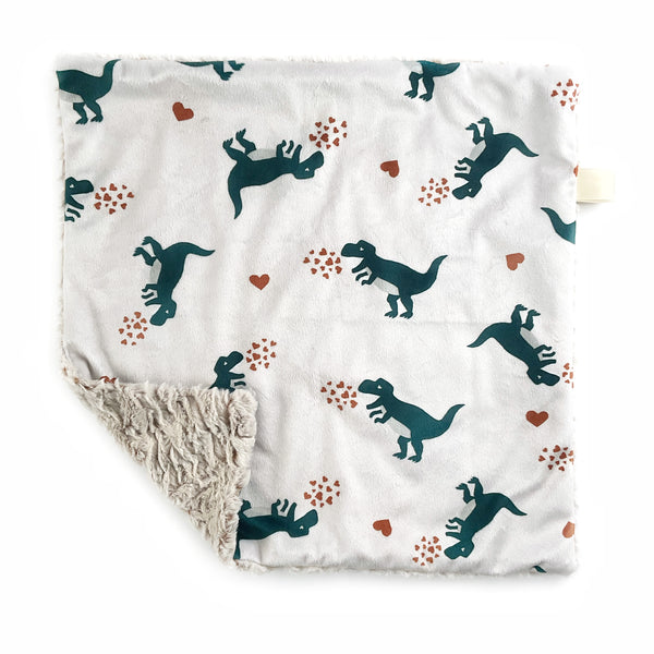 Lovey Blanket - Heart Dinos on Cream - Dotboxed