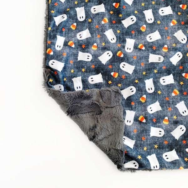 Lovey Blanket -  Ghosts & Candy Corn on Grey - Dotboxed