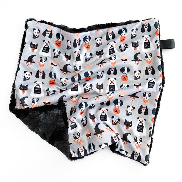 Lovey Blanket -  Halloween Pups on Grey