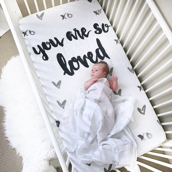 MUSLIN CRIB SHEET - YOU ARE SO LOVED - Wholesale - Dotboxed