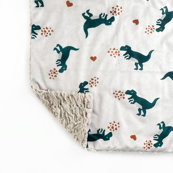 Lovey Blanket - Heart Dinos on Cream - Dotboxed