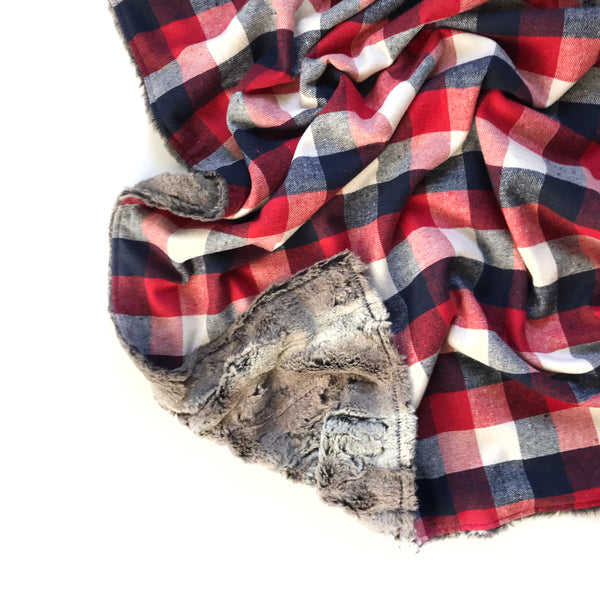 Plaid Blanket RED WHITE AND BLUE SQUARE LARGE CHECK - Dotboxed