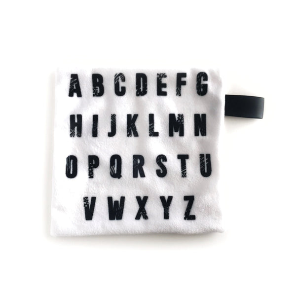 Mini Lovey / Crinkle Lovey - Black Alphabet on White - Dotboxed