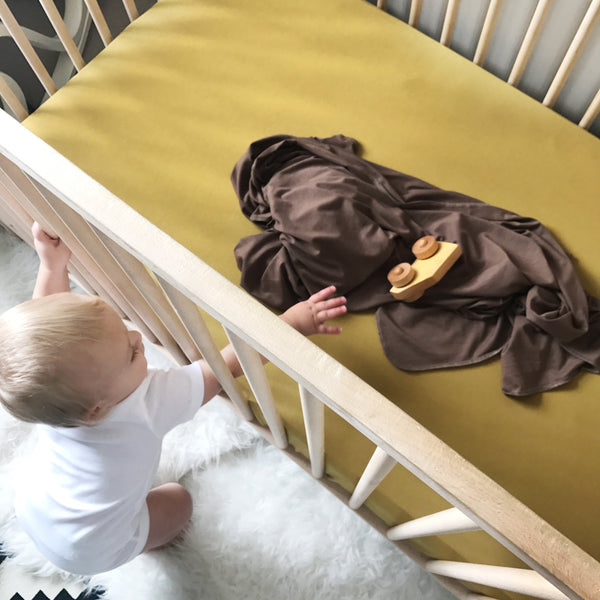 Bamboo Crib Sheet - Gold Palm ***** - Dotboxed