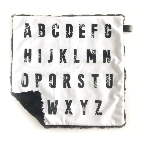 Lovey Blanket - Alphabet Monochrome - Dotboxed