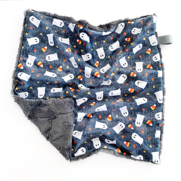 Lovey Blanket -  Ghosts & Candy Corn on Grey - Dotboxed