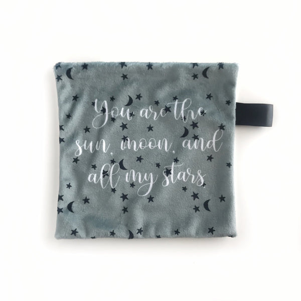 Mini Lovey / Crinkle Lovey - Sage stars “you are the sun, moon and all my stars” - Dotboxed
